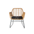 RATTAN SINGLE SEATER: A rattan garden lounge chair featuring a black cushion, ideal for outdoor relaxation with a weatherproof poly rattan and steel frame.