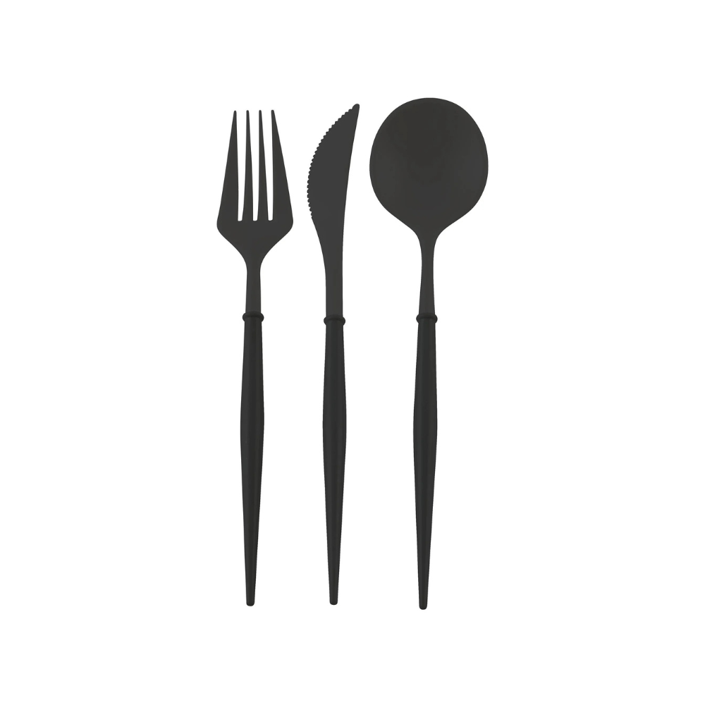 Bella Plastic Cutlery in Black