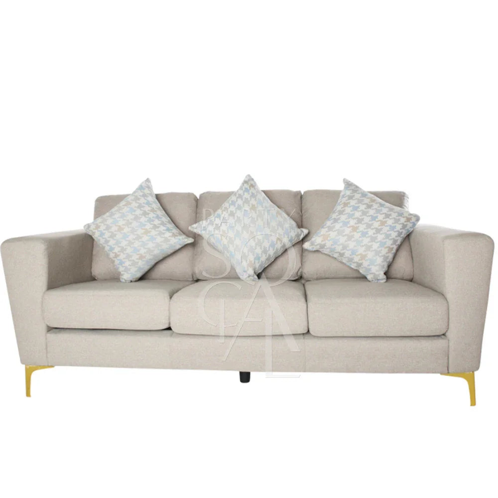 SAND FABRIC SOFA 3-SEATER with plush cushions, ideal for lounge seating, showcasing modern design in a photo from Party Social&