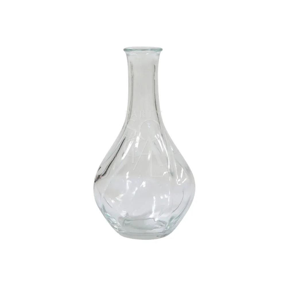 Mini clear vase with a curved neck, ideal for enhancing event decor with flowers or candles, offered by Party Social for versatile table settings.