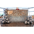 Silver Sequin Wall Balloon Backdrop with LED Neon Sign, featuring silver balloon decorations; ideal for elegant events like weddings and parties.