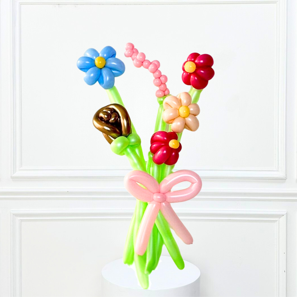 Lime Green Stemmed Flower Bunch: Balloon flowers arranged in a vase, perfect for party decorations or gifts.