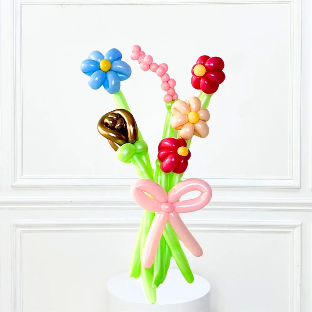 Lime Green Stemmed Flower Bunch: Balloon flowers arranged in a vase, perfect for party decorations or gifts.