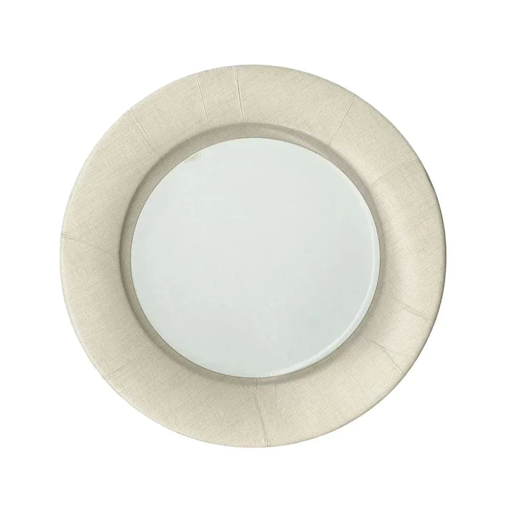 Caspari Linen Border Paper Salad & Dessert Plates - 8 Per Package, featuring a white plate with a circle design, embodying elegance for everyday dining occasions. Perfect for weddings, birthdays, and special events.