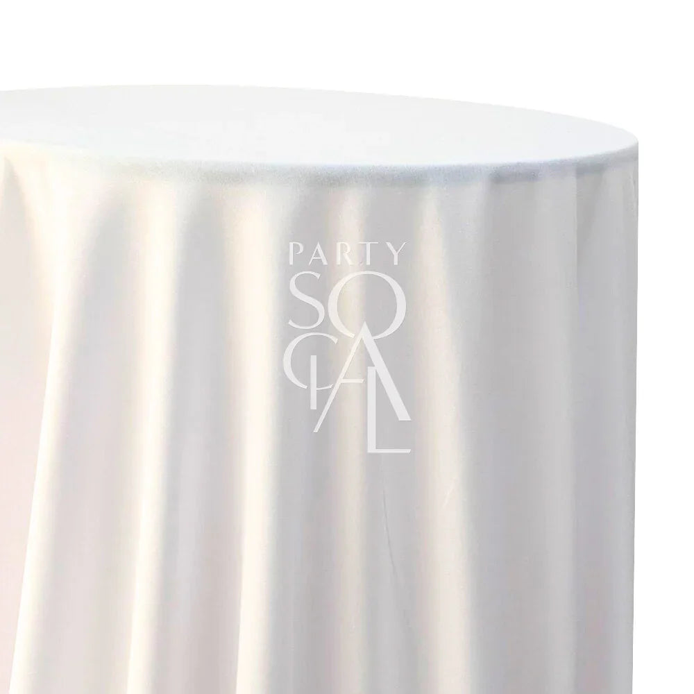Round Tablecloth Linen Blend on a white table, showcasing premium texture and quality, ideal for enhancing any special event setup.
