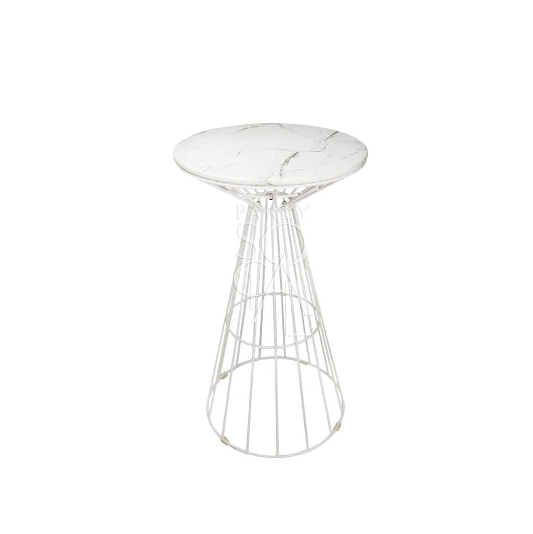 WHITE WIRE COCKTAIL TABLE-WHITE MARBLE TOP