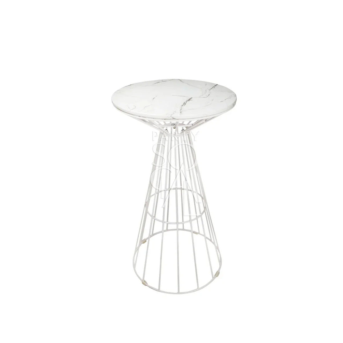 WHITE WIRE COCKTAIL TABLE-WHITE MARBLE TOP
