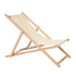 Wooden deckchair with a white fabric seat, ideal for outdoor events or beach settings, enhancing audience comfort during Party Social gatherings.