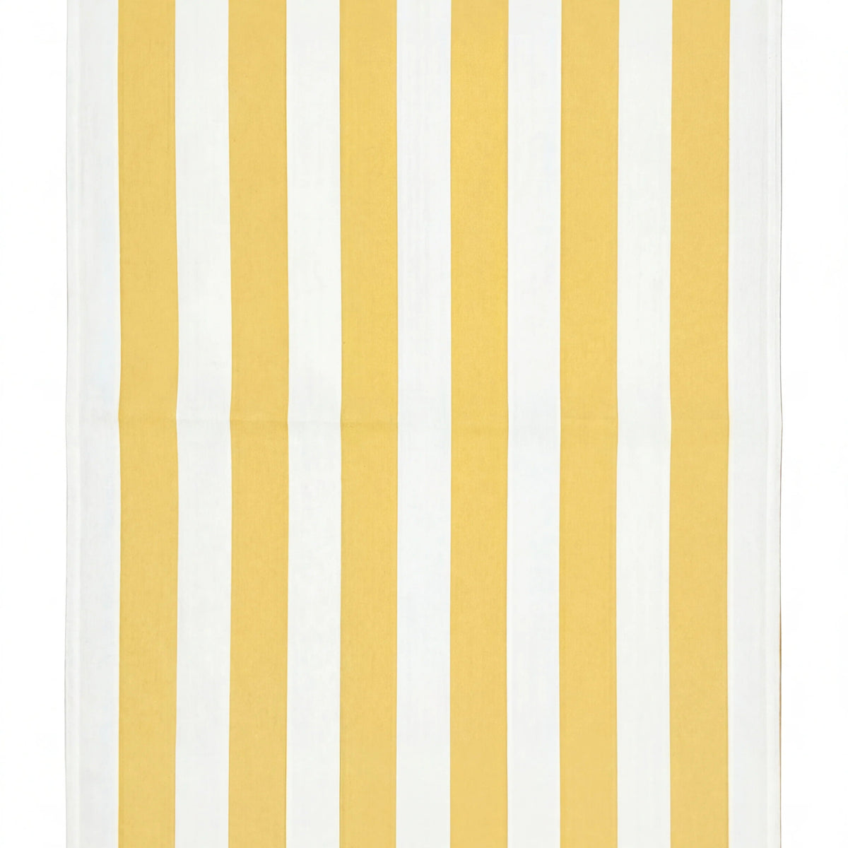 Towel with yellow and white vertical stripes on a white background