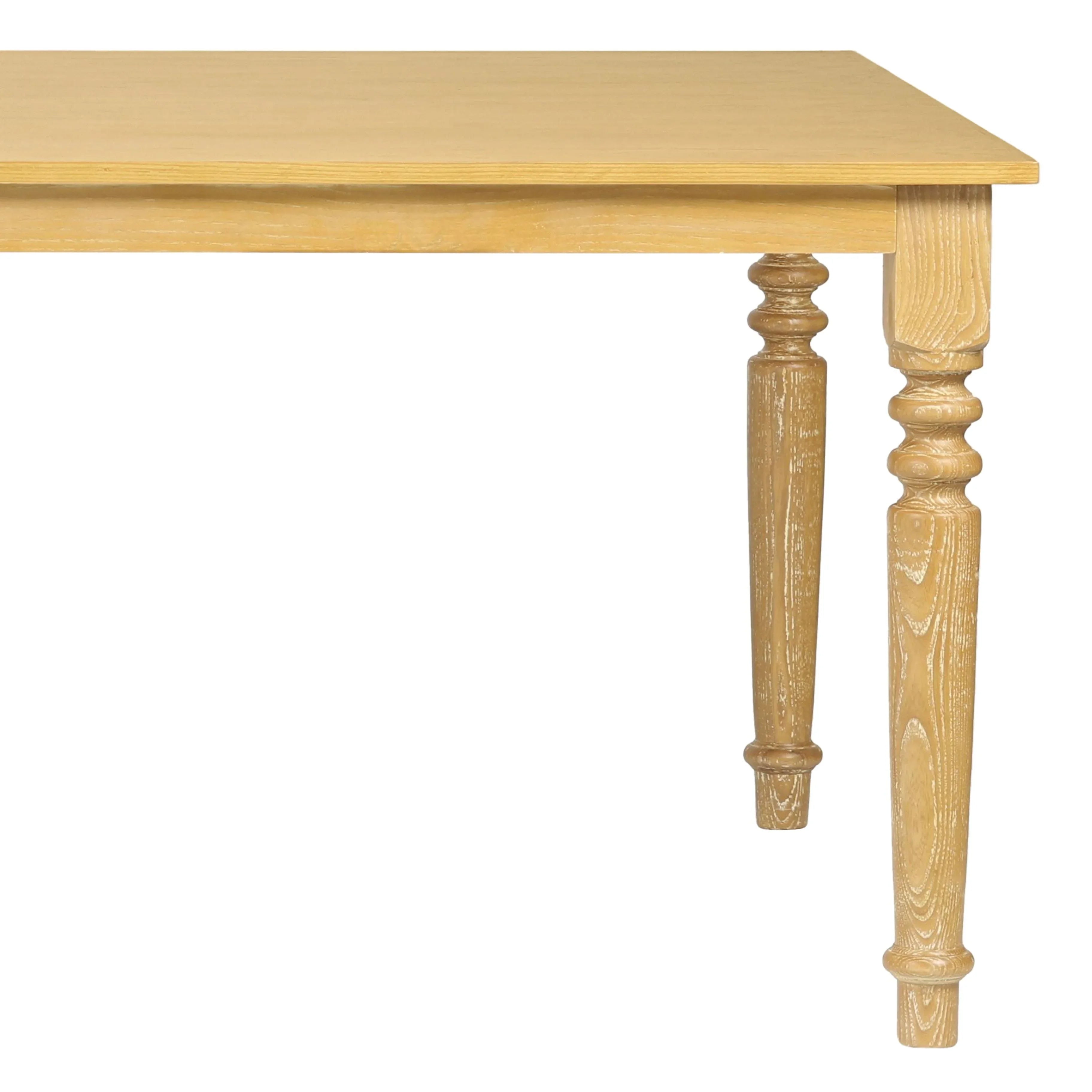 WOODEN DINING TABLE with rounded corners, designed for banquet settings, seats 8 people comfortably. Ideal for event rentals and setups.