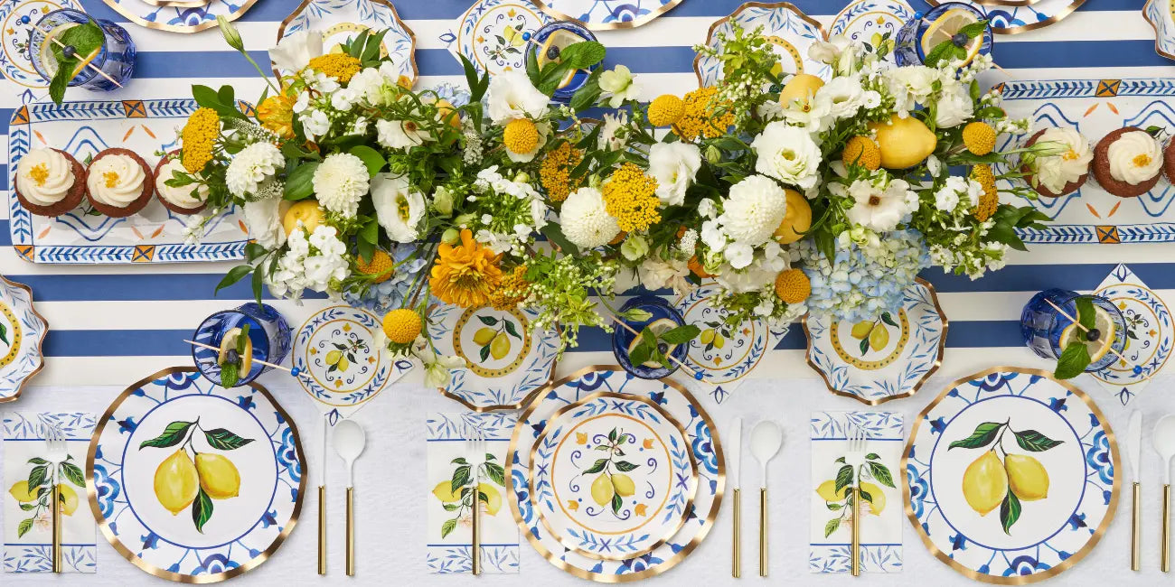 Disposable Plates, cutleries, napkins in Lemon Theme