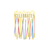 A group of colorful candles on a greeting card.