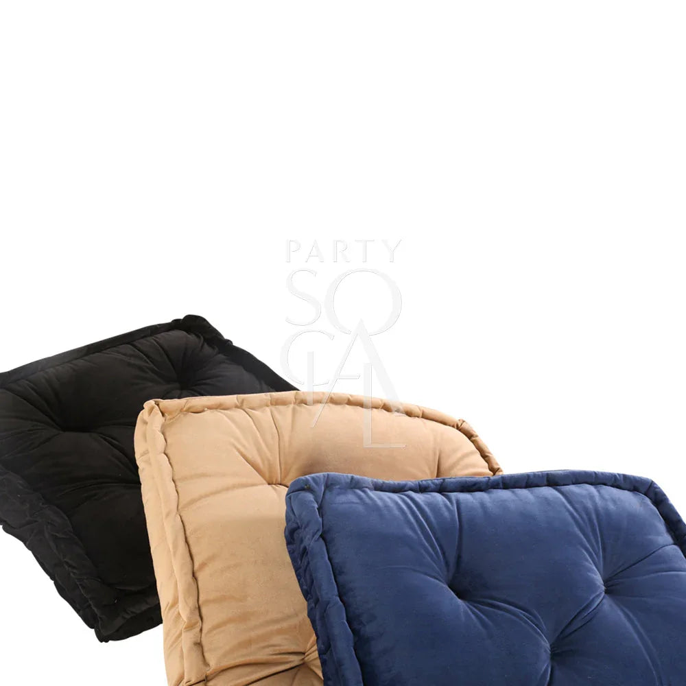 FLOOR CUSHION VELVET: Soft premium velvet floor cushion cover, 60cm x 60cm, designed for events, showcasing luxurious texture and style, ideal for party settings and decor.