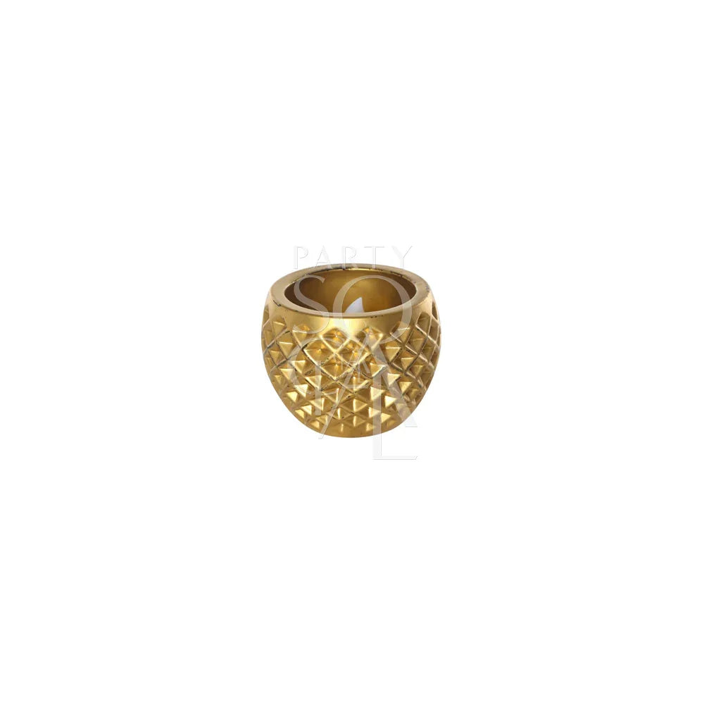 Crystal Tea Light Candle Holder with a diamond pattern, perfect for adding elegance to party settings. Candles sold separately. Measures 6cm by 6.5cm.
