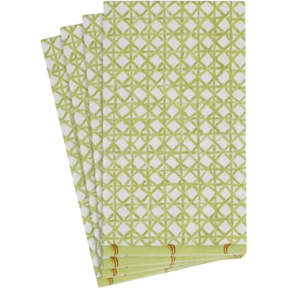 Holly Trellis Paper Guest Towel Napkins - a stack of folded napkins with a striking pattern, perfect for elevating any occasion. Made of triple-ply tissue, biodegradable and compostable. 15 napkins per package.