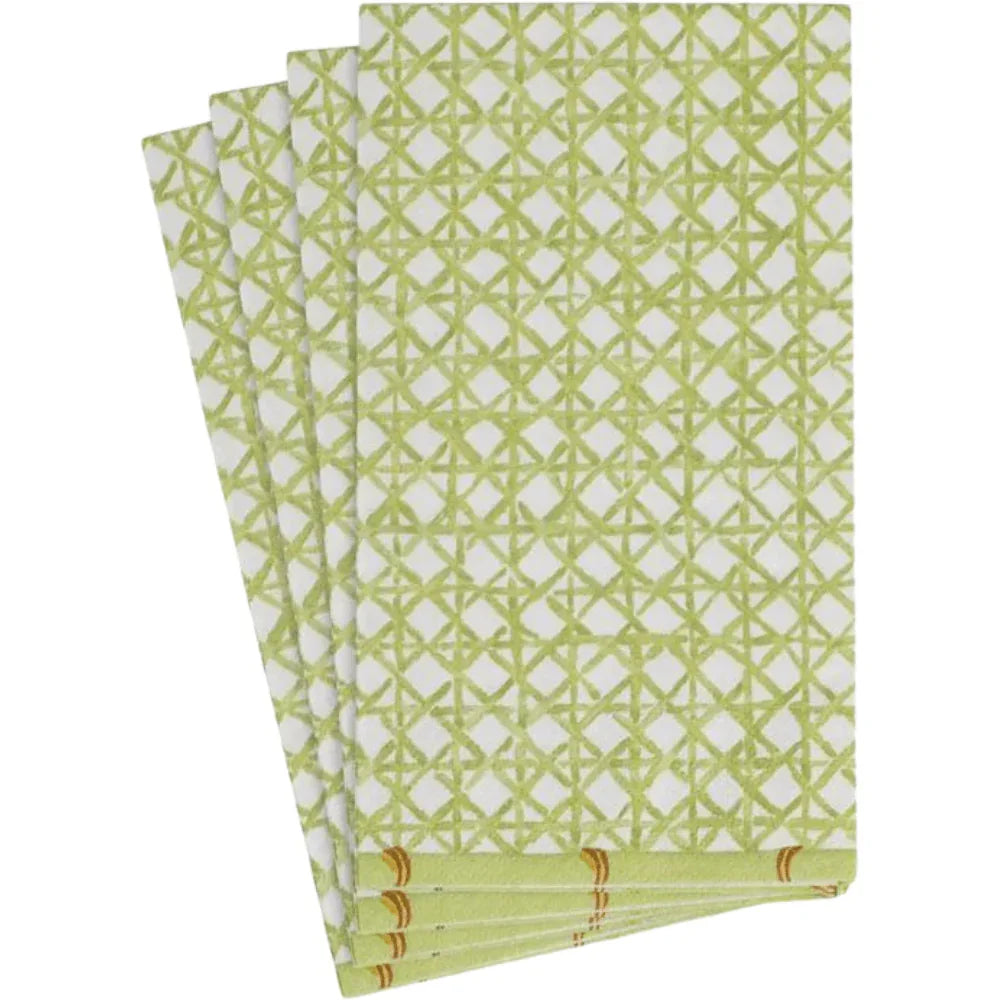 Holly Trellis Paper Guest Towel Napkins - a stack of folded napkins with a striking pattern, perfect for elevating any occasion. Made of triple-ply tissue, biodegradable and compostable. 15 napkins per package.