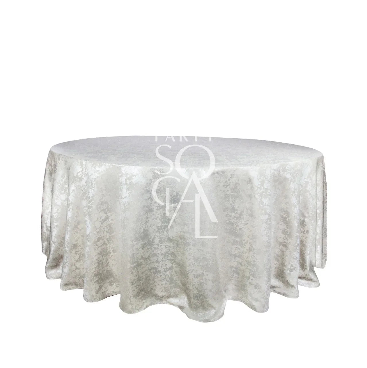 Round Jacquard tablecloth elegantly draped over a round table, ideal for enhancing special occasions with its premium design.