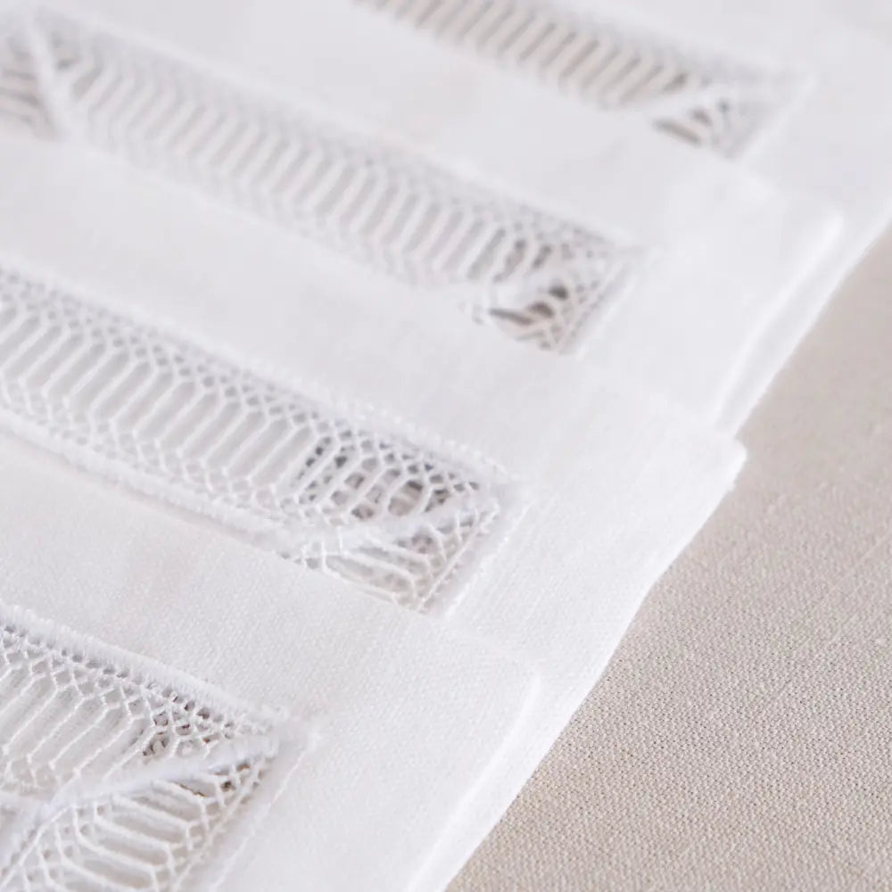 Ladder Stitch Pure Linen Dinner Napkin - Set of 4