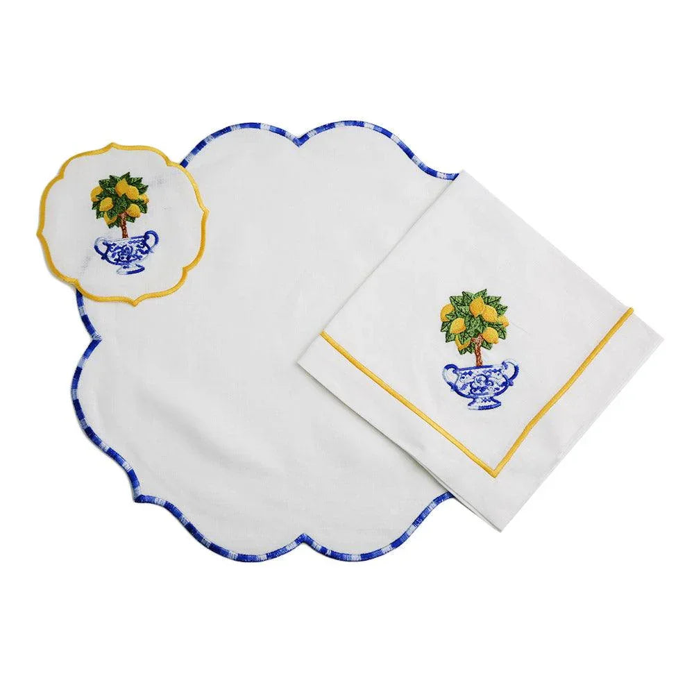 Lemoncello Pure Linen Coaster - 4 per pack, a stylish addition to your table setup.