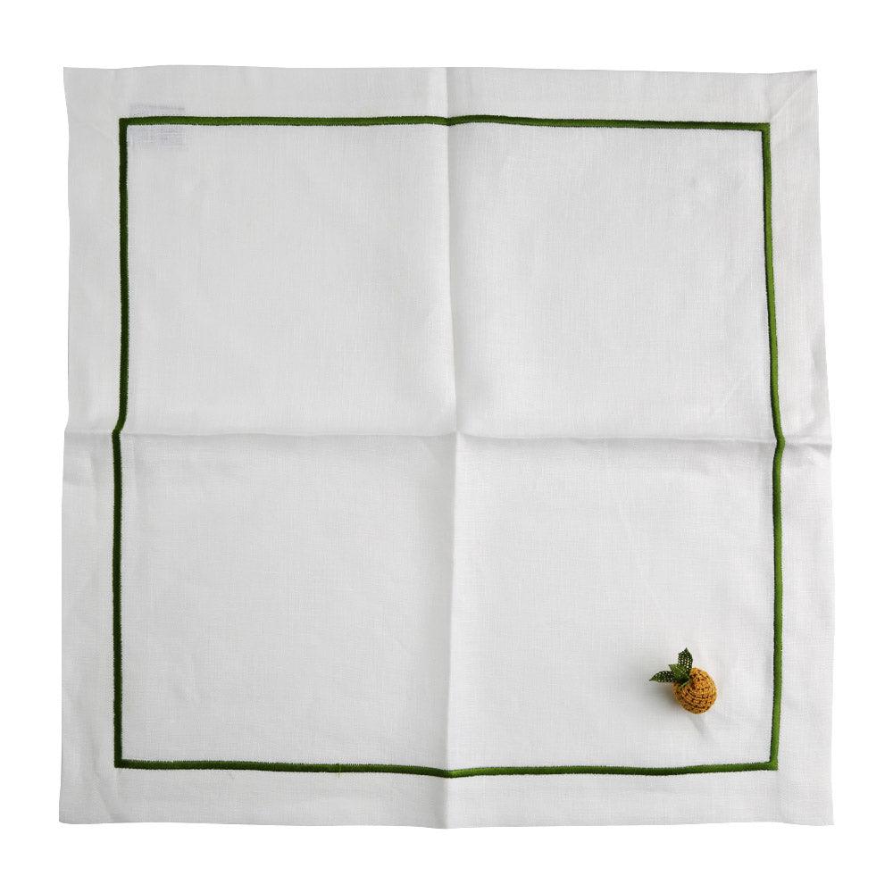 A linen dinner napkin with a charming pineapple design. Perfect for adding elegance to your table setup.