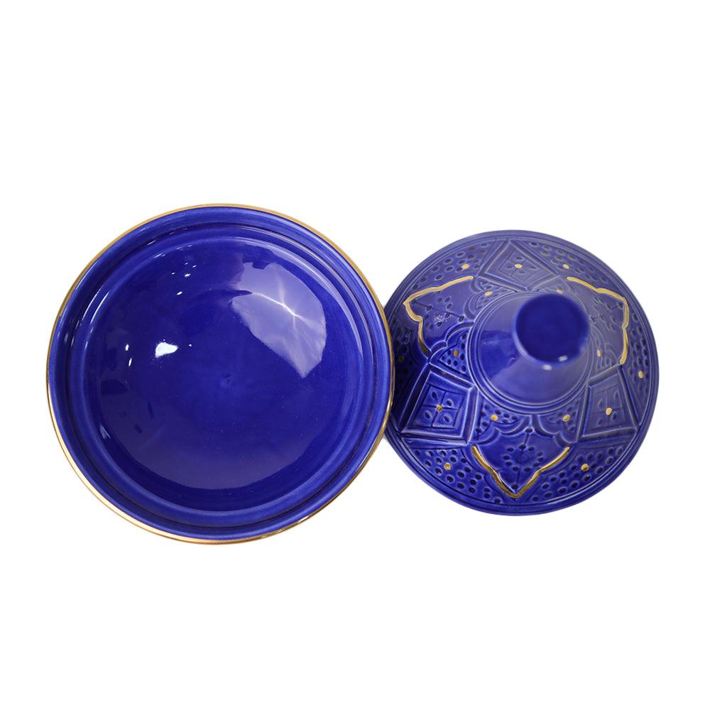 Marrakesh Small Tajine Ceramic Plate with lid and bowl for serving culinary creations.