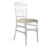 NAPOLEON ACRYLIC CHAIR: A sleek, transparent chair with a classic design, perfect for weddings and events. Features an elegant armless silhouette and clear construction.