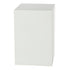 Square white podiums, lightweight and durable, ideal for weddings and birthdays, featuring a sleek rectangular design with text detailing.