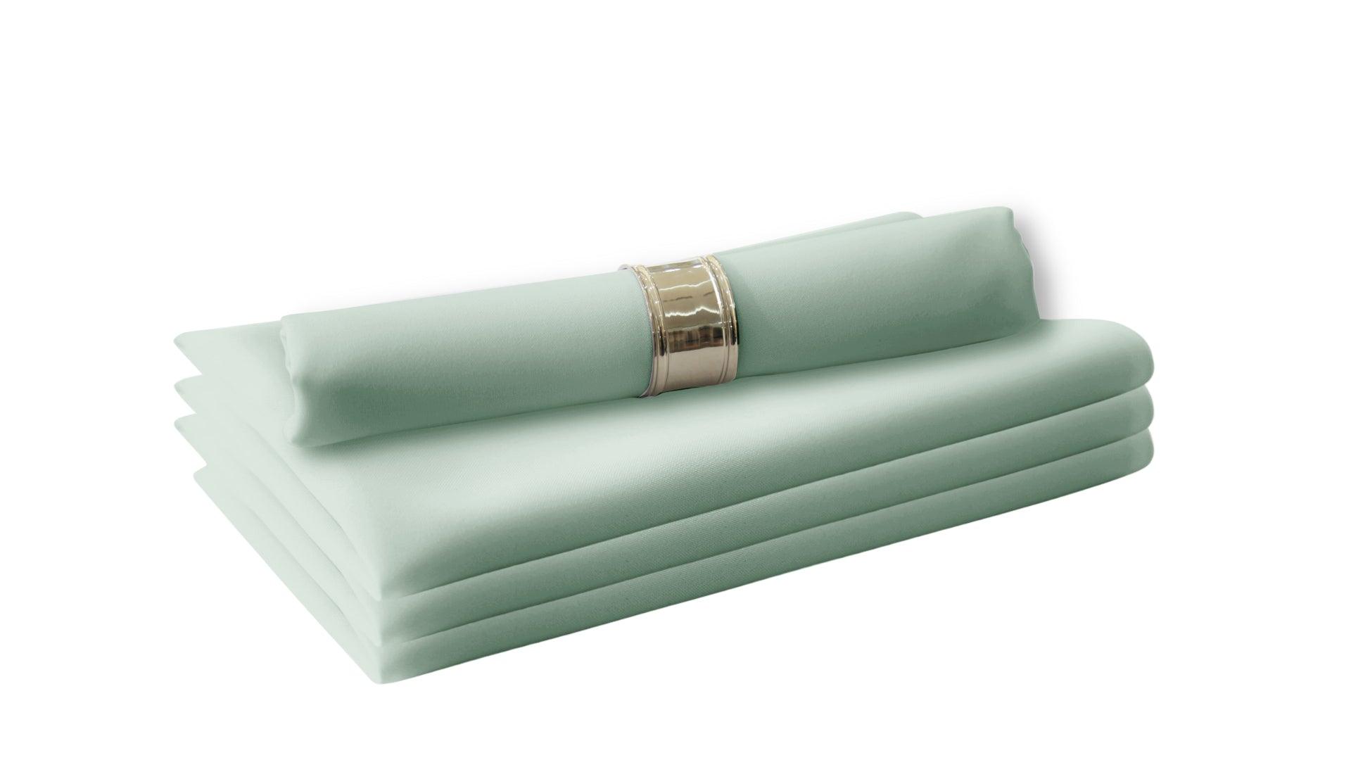 A stack of folded polycotton napkins, perfect for livening up your dinner table. Easy to wash and reuse, these napkins are a staple in your dining table linens. 4 per pack.