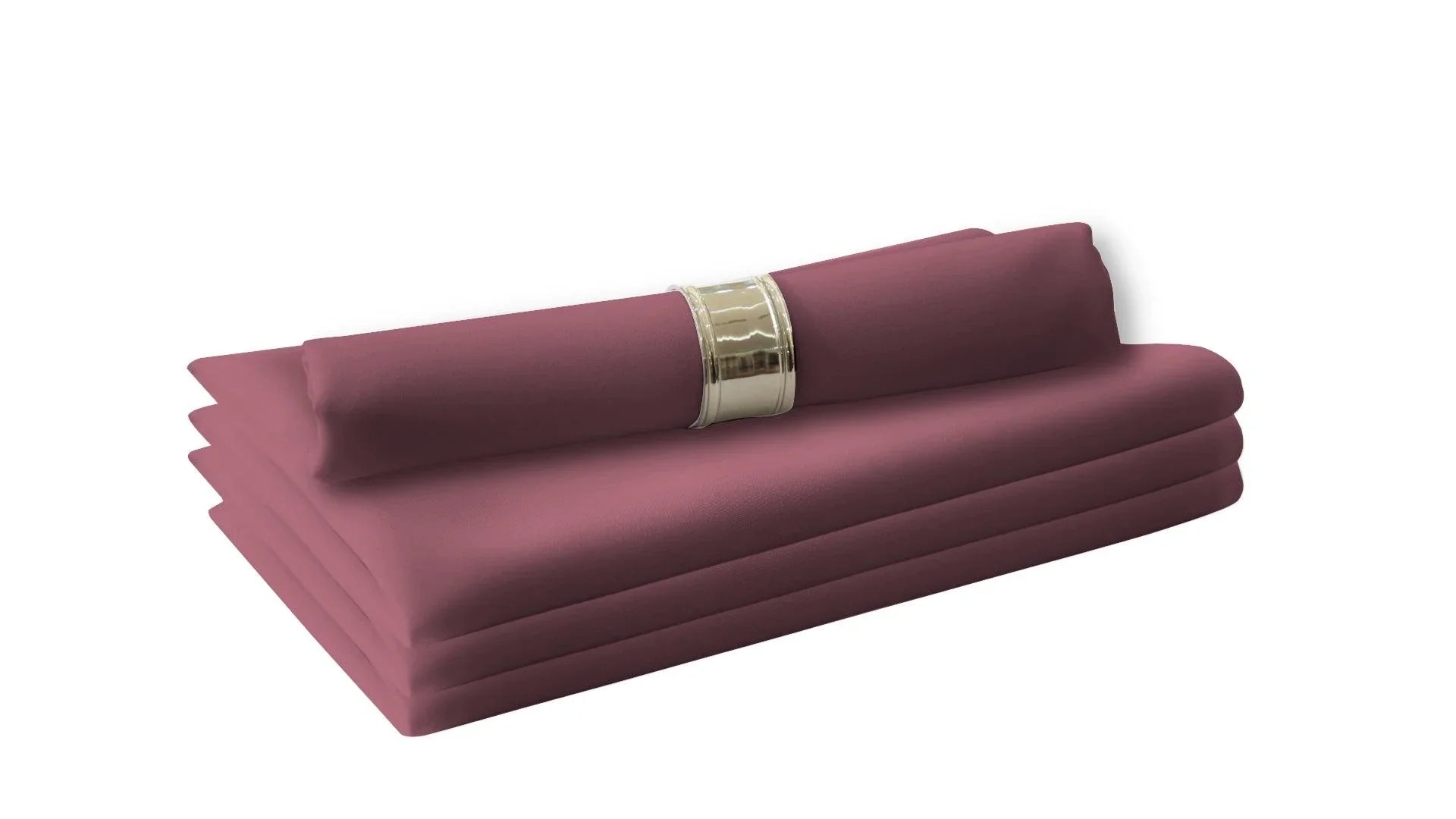 A stack of folded polycotton napkins, perfect for livening up your dinner table. Easy to wash and reuse, these napkins are a staple in your dining table linens.