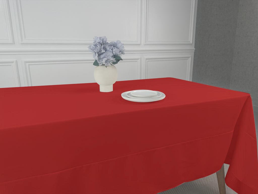 A lightweight polycotton tablecloth, perfect for any table setting. Available in a variety of colors and sizes. Washable and reusable, making it a staple in your dining table linens.