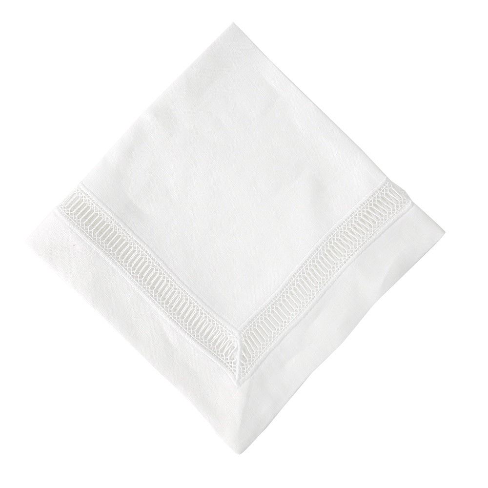 Classic Border Pure Linen Dinner Napkin with lace trim, ideal for elegant table settings. Perfect for weddings, dinner parties, and special occasions.