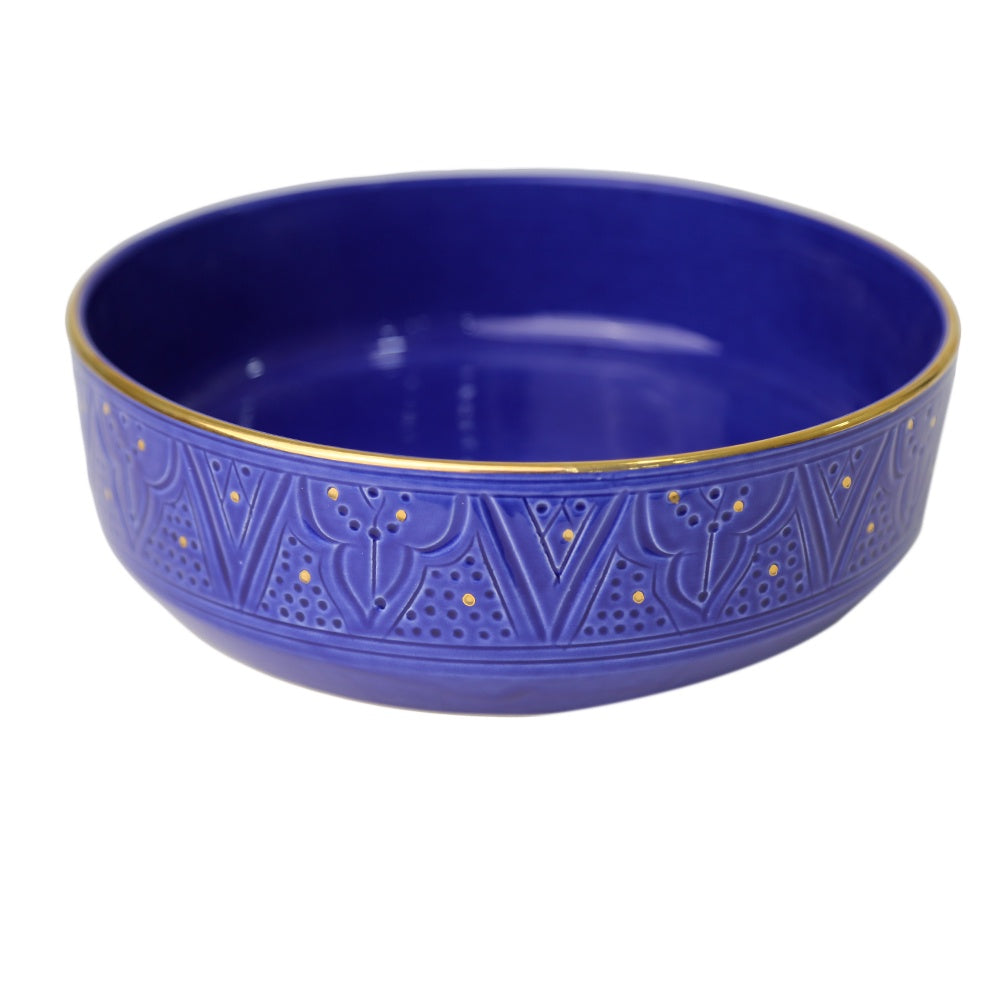 Marrakesh Engraved Ceramic Salad Bowl, ideal for stylish dining setup.