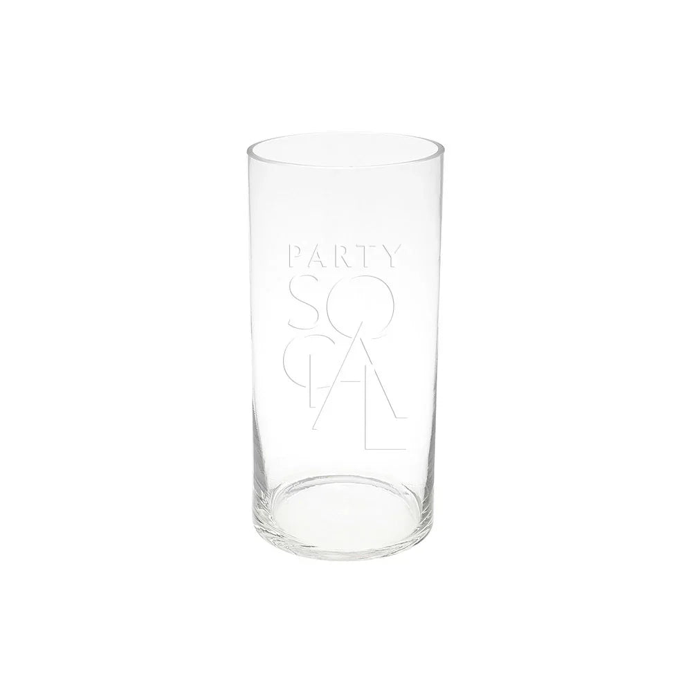 A highball glass vase for elegant table decor, available in various sizes. Perfect for flowers or candles. From Party Social, your go-to for event essentials. Tableware from Party Social Dubai.