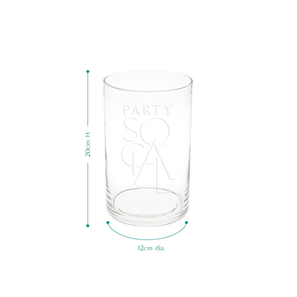 Cylinder glass vases in various sizes for elegant table decor. Perfect for flowers or candles. Enhance any event with a classic touch. From Party Social. Tableware from Party Social Dubai.