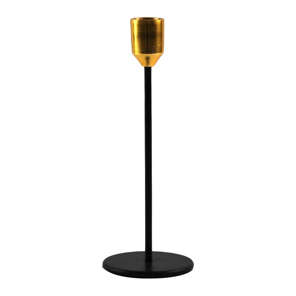 Black Slim w/ Gold Top Candle Holder, 1 Each: Elegant candle holder for a meaningful dining experience.