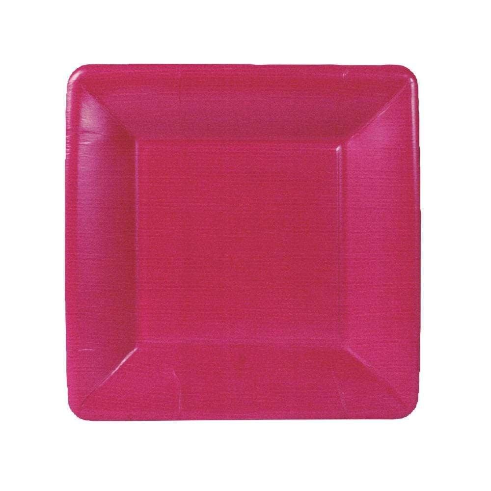 Grosgrain Square Paper Salad & Dessert Plates in Rose - 8 Per Package: A stylish square paper plate with a delicate design, perfect for any occasion.