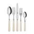 Ivory Cutlery Set of 5: A stylish kitchen utensil with a fork, knife, and spoon. Perfect for any table setup.