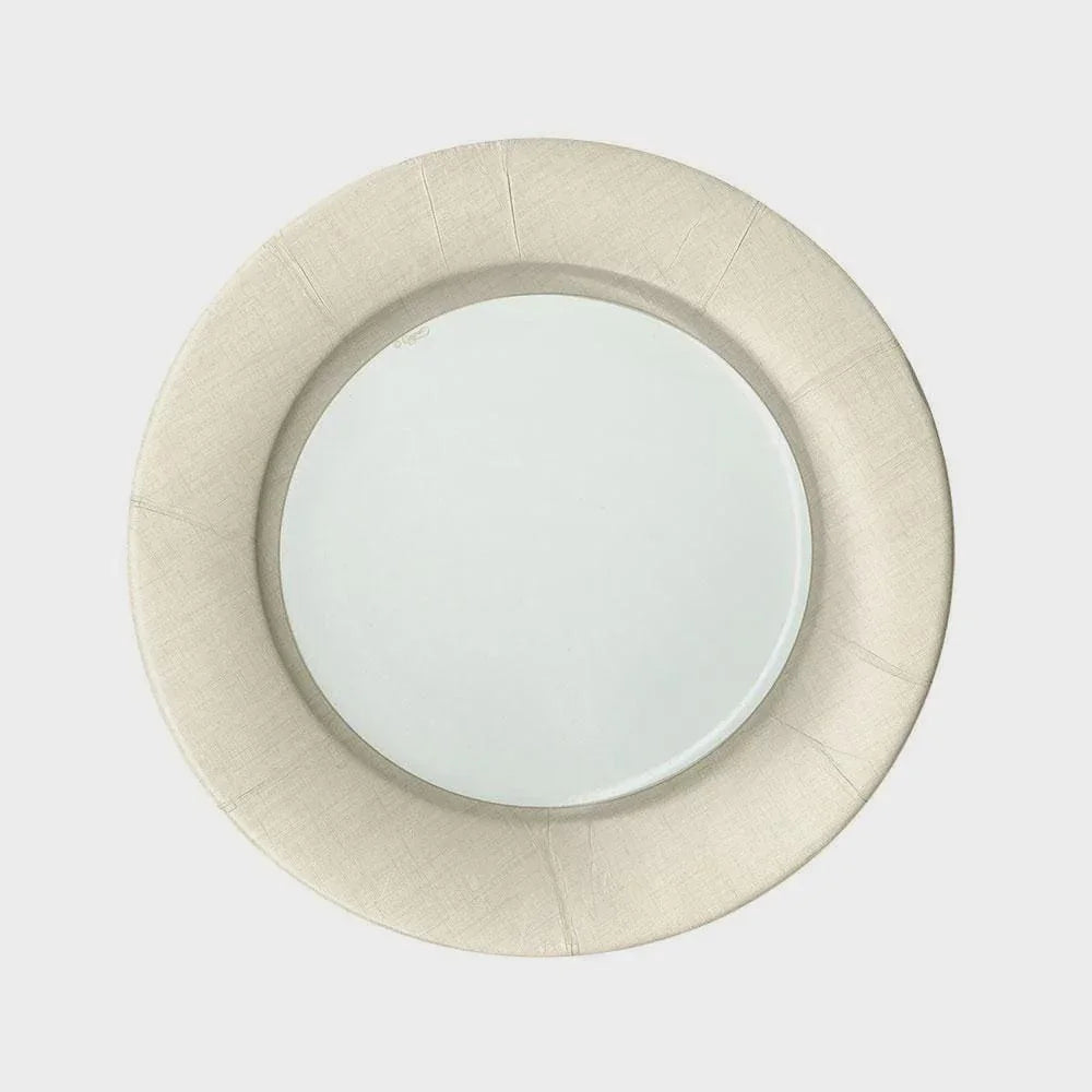 Linen Border Paper Salad & Dessert Plates - 8 Per Package: Elegant white plate with a delicate design. Perfect for any occasion.