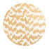 Modern Moiré Round Lacquer Placemat showcasing a white and gold patterned surface, adding elegance and protection to your tabletop.
