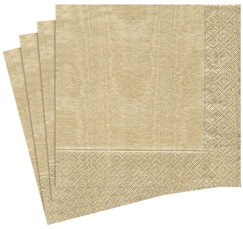 Stack of Moiré Paper Dinner Napkins - 20 per package, featuring striking design and durable triple-ply tissue. Elevate any occasion with eco-friendly style and convenience.