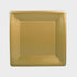 A cracked square paper plate, part of the Solid Square Paper Salad & Dessert Plates in Gold - 8 Per Package collection by Caspari.