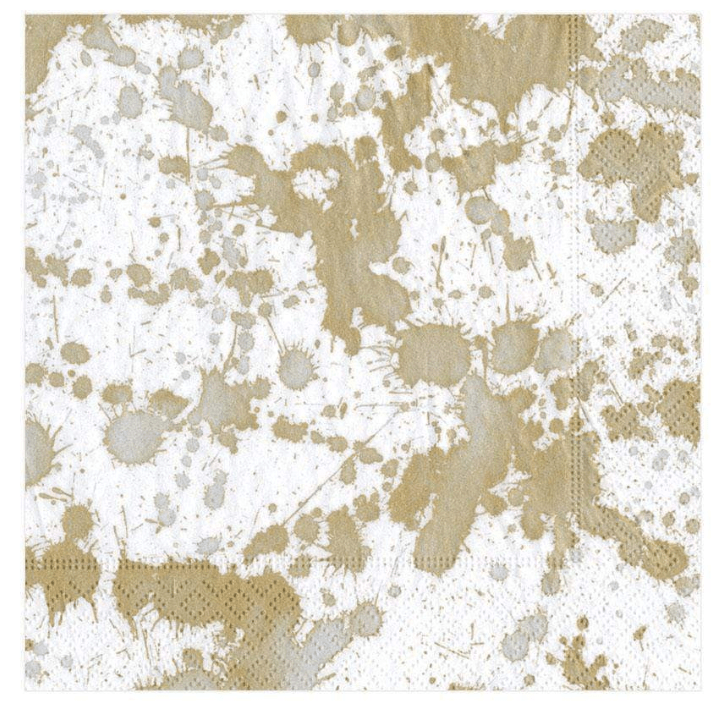 Close-up of a Caspari Splatterware Paper Luncheon Napkin, featuring artwork from museums and artists worldwide. Triple-ply, eco-friendly, and FSC-certified. 20 per package.