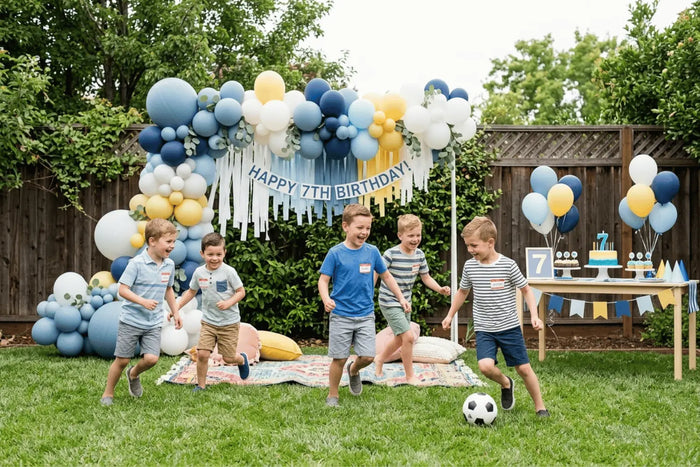 banner image of a 7th birthday party for boys,