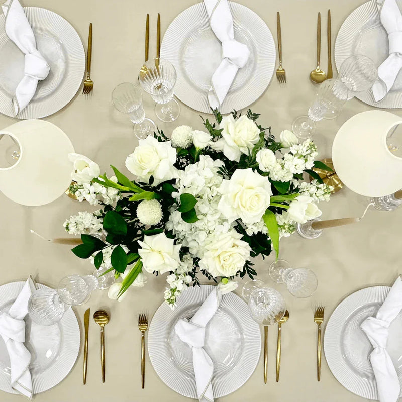Sand Elegance Dinner Table Setup