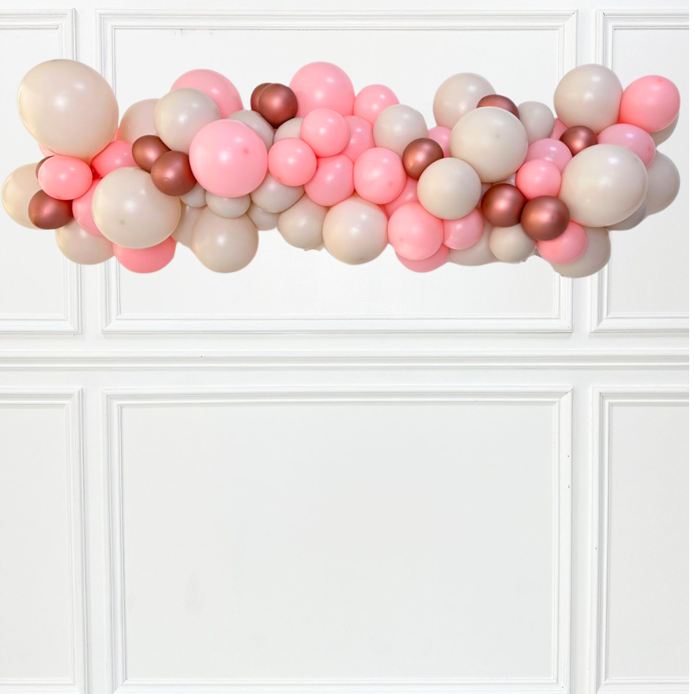 Customize Inflated Balloon Garland-1.5m displayed against a wall, showcasing its elegant design suitable for enhancing any celebratory event or gathering.