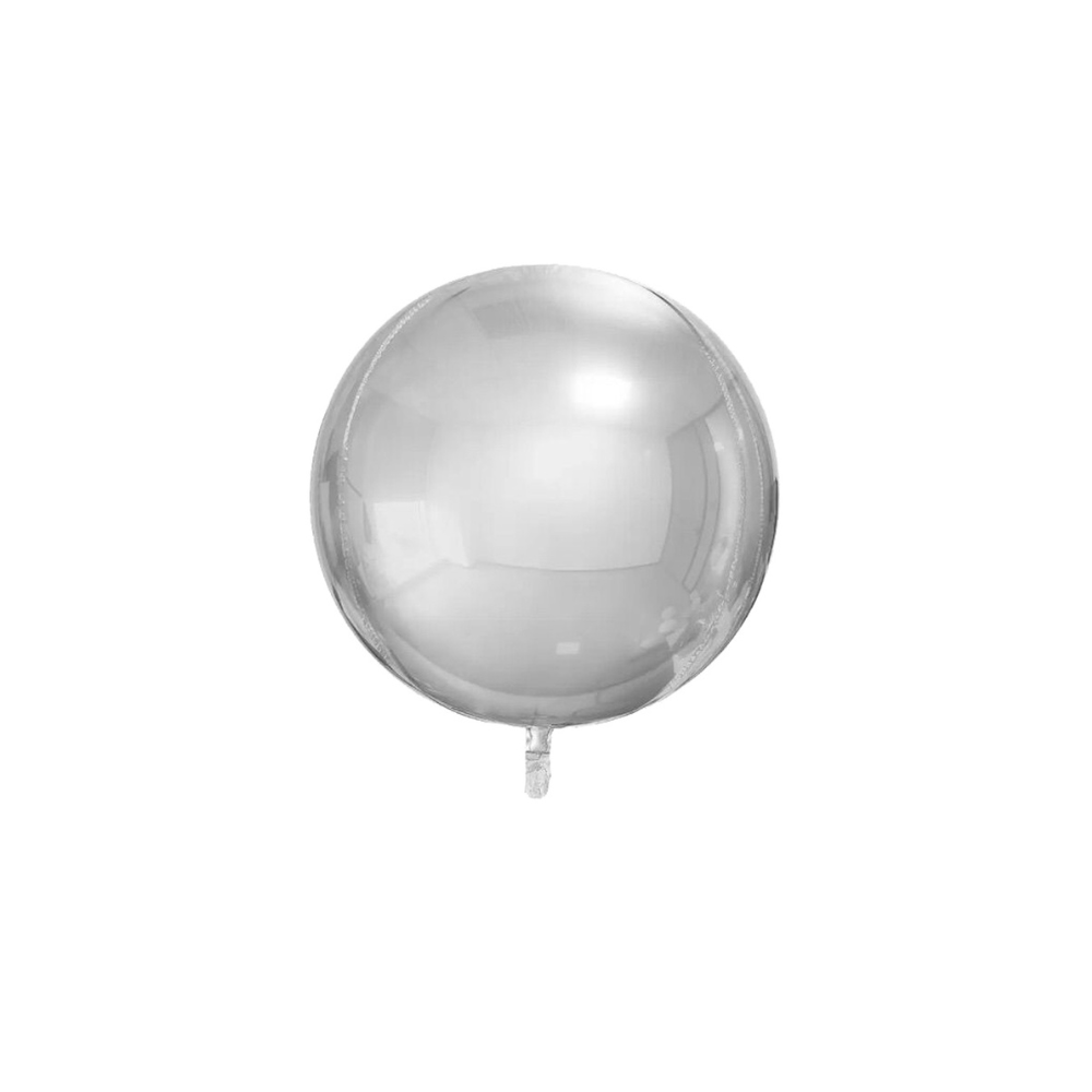 Round Silver 4D Foil Balloon - 5 per pack, premium quality, ideal for parties, balloon arches, and celebrations.