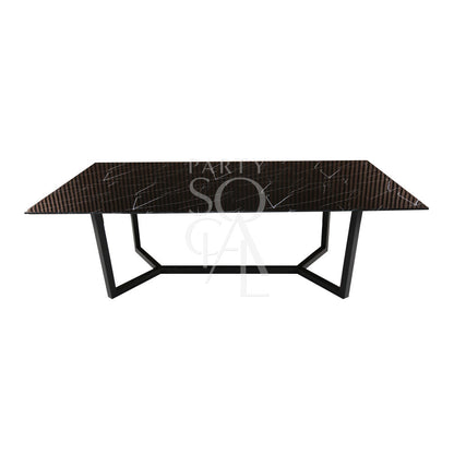 Black base with black marble top table, designed for versatile use at corporate events and home functions, offered by Party Social events company.