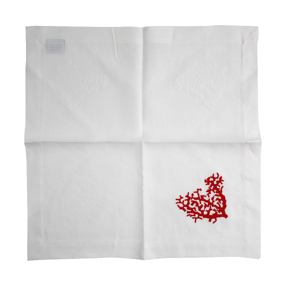 Red Coral Pure Linen Dinner Napkin - Elegant design for special table setups. Made of pure linen, available in various colors. Ironing suggested prior to use.