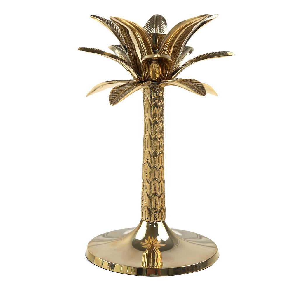 Brass Palm Tree Candle Holder, 1 Each
