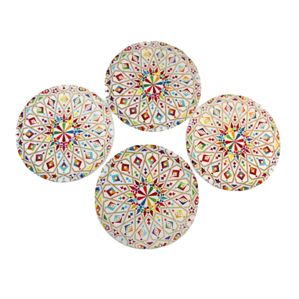 Arabesque placemats with intricate designs.